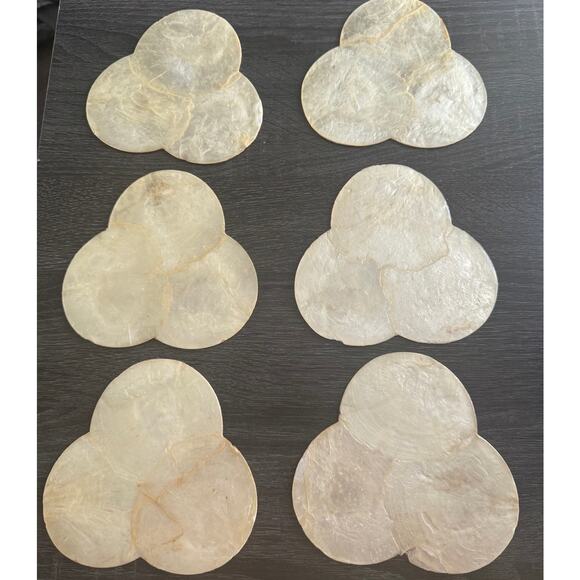 Kane Kutlery Genuine Shell Craft‎ 6 Shell Coasters Made In Philippines Cork Back - Picture 2 of 11
